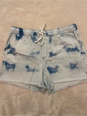 No Boundaries Blue Tie-Dye Elastic Waist Denim Shorts size L